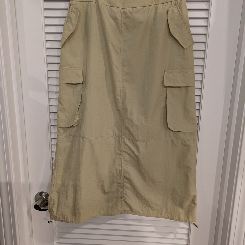 Elegant Beige Midi Skirt with Pockets Dressing 2 Times